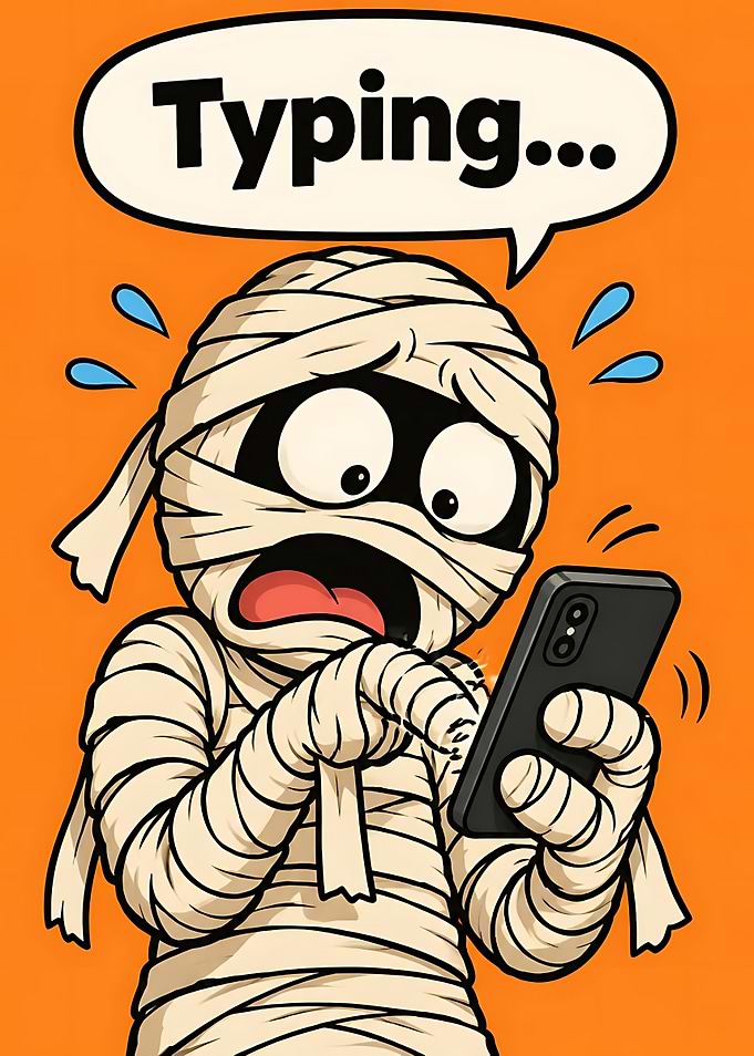 Stressed Mummy Typing on Smartphone