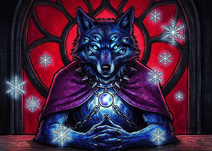 Multi-Eyed Wolf Sorcerer in Winter