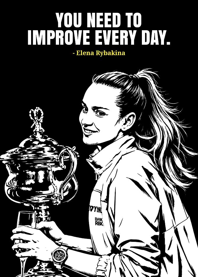 Elena Rybakina Inspirational Tennis Poster
