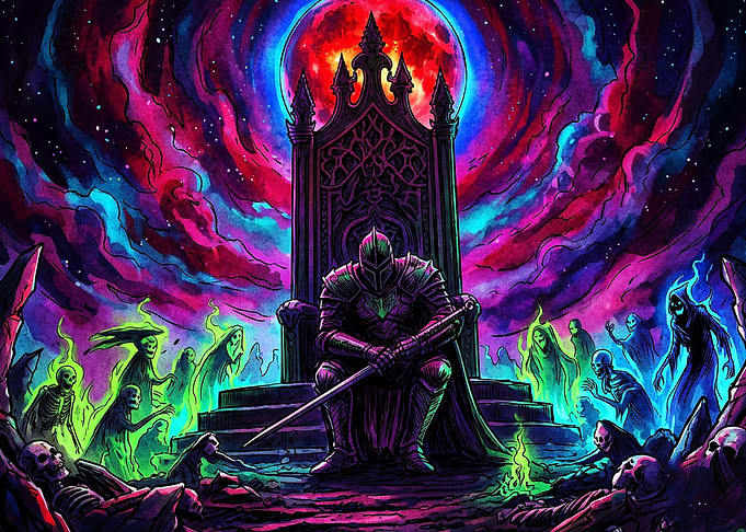 Dark Fantasy Knight Cosmic Poster
