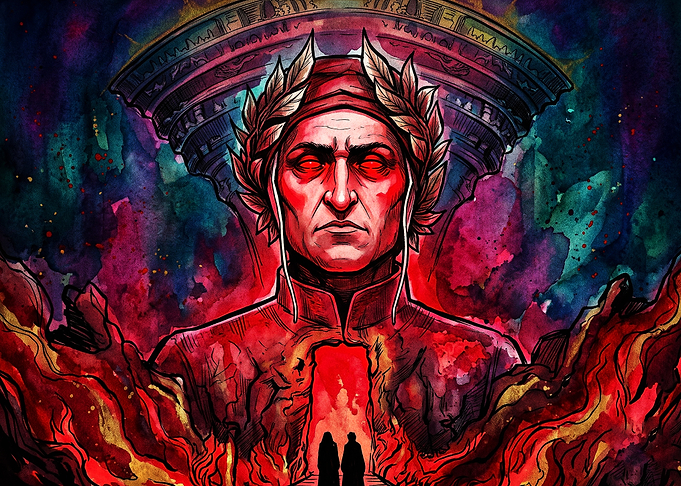 Inferno Poet Hellscape Watercolor A