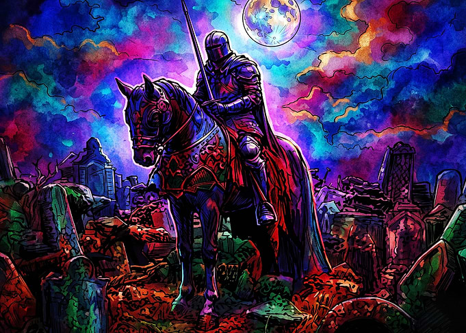 Knight Horse Graveyard Psychedelic