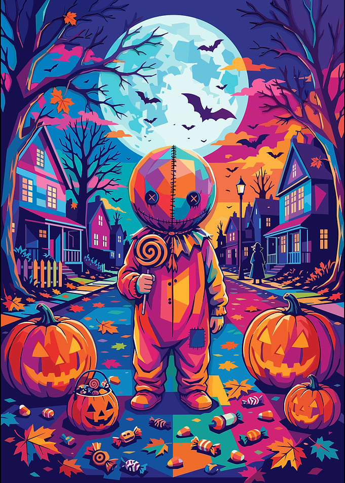Vibrant Pop Art Sam Halloween Illustration