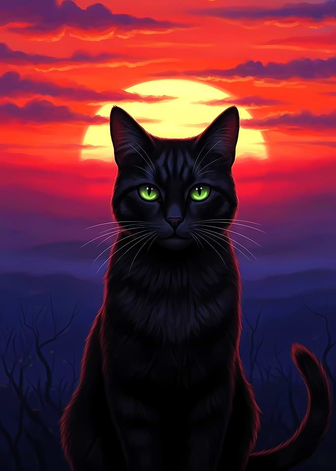 Black Cat at Sunset