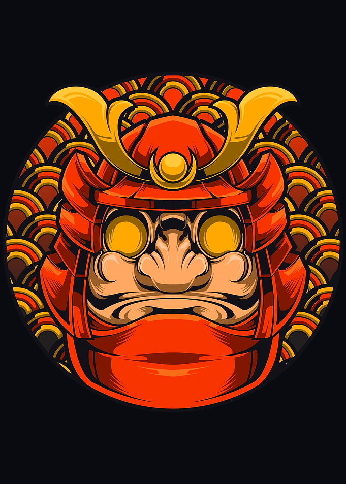 Samurai Daruma Doll Illustration