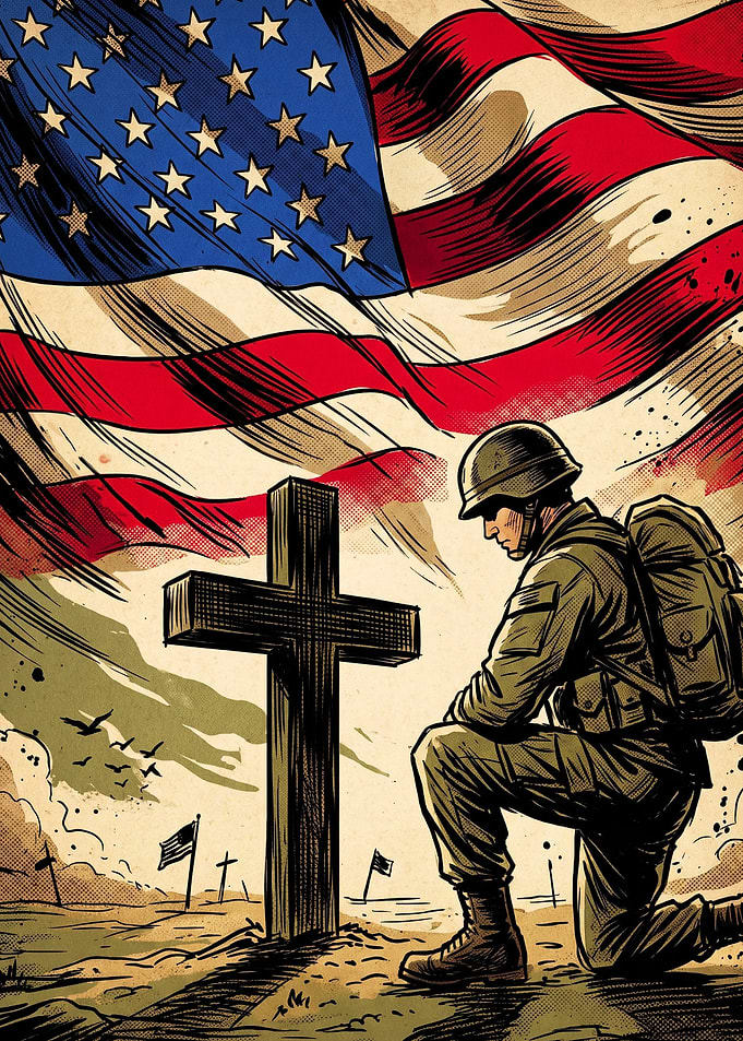 Military Memorial Soldier Flag Art