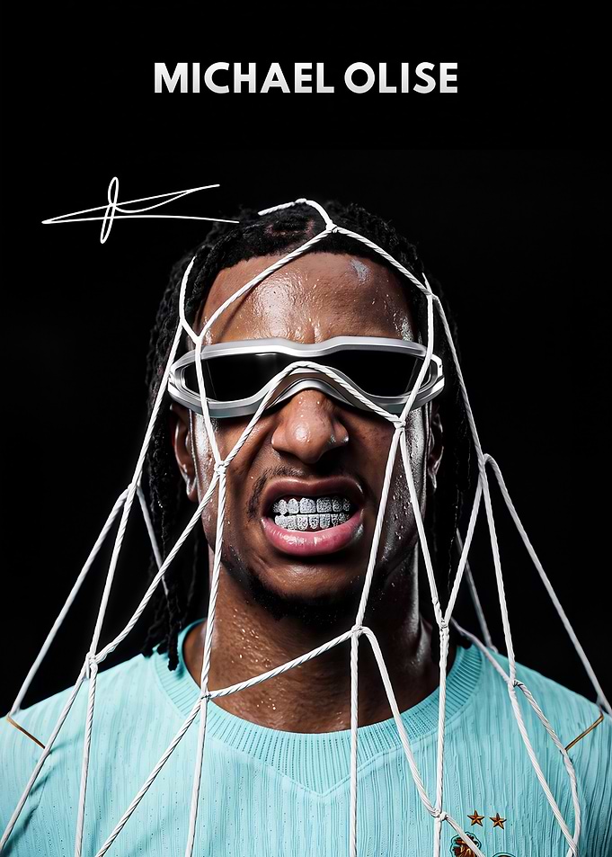 Michael Olise Portrait with Net