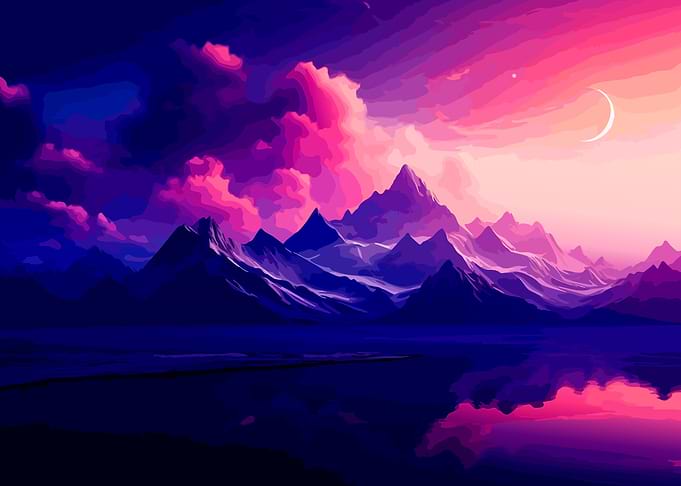 Vibrant Purple Mountain Sunset Landscape