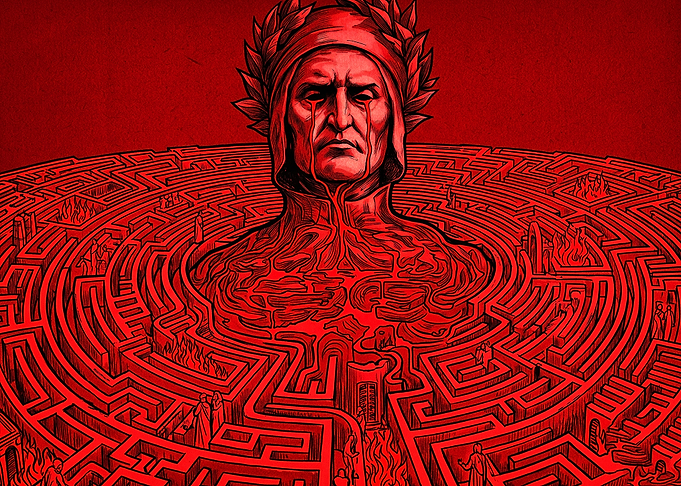 Poet Labyrinth Red Gothic Poster