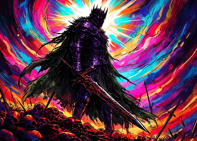 Dark Knight Sword Psycho Art Poster