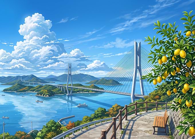 Scenic Coastal Bridge with Lemon Tree