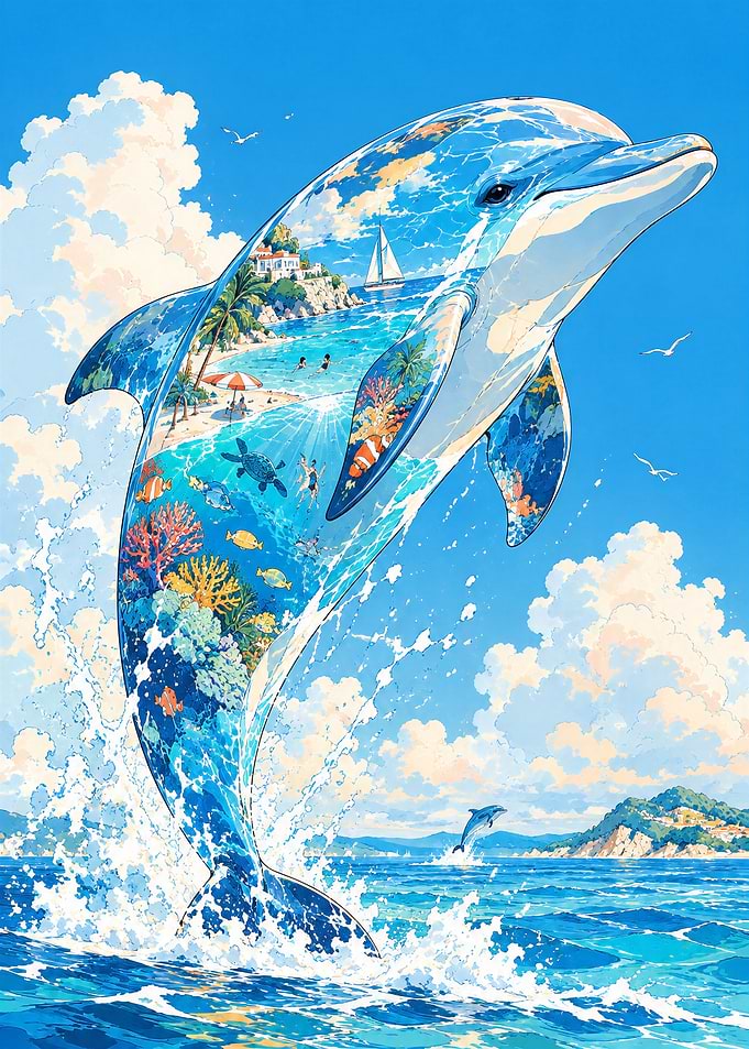 Dolphin Ocean Scene