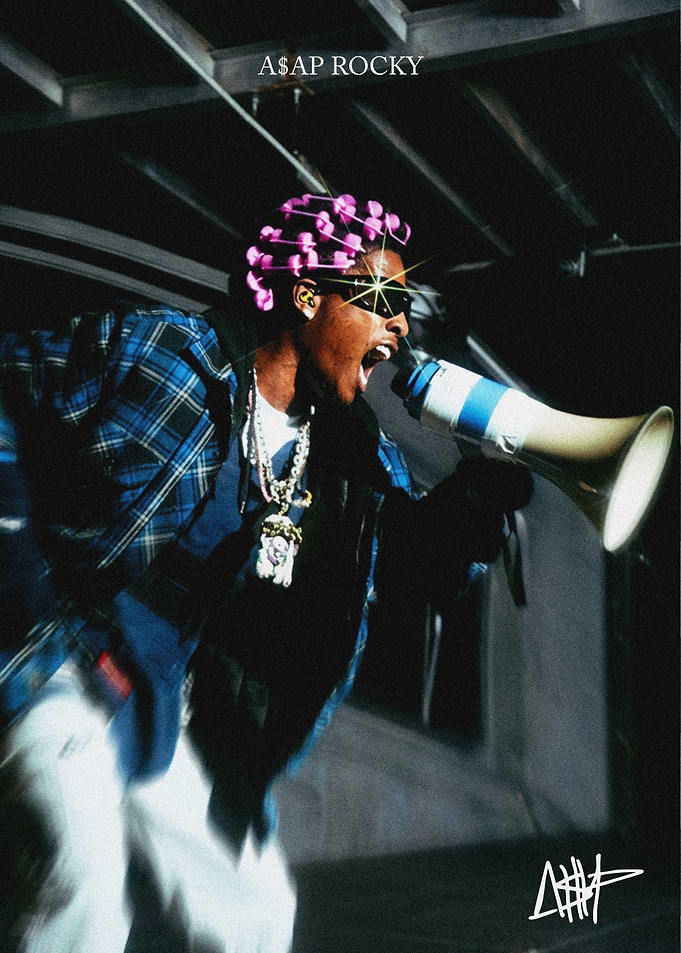 A$AP Rocky performing with megaphone