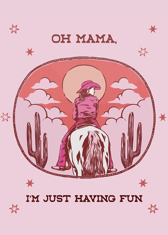 Retro Cowgirl Western Graphic Print
