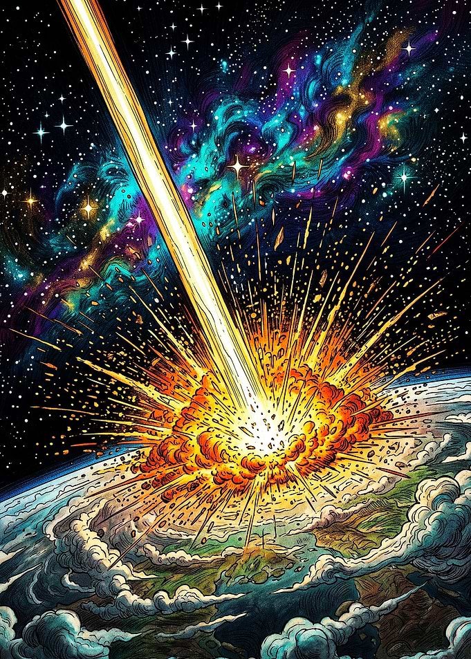 Cosmic Beam Striking Earth