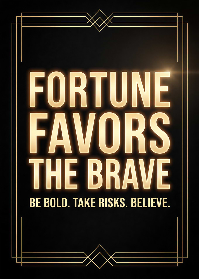 Fortune Favors The Brave Quote Poster