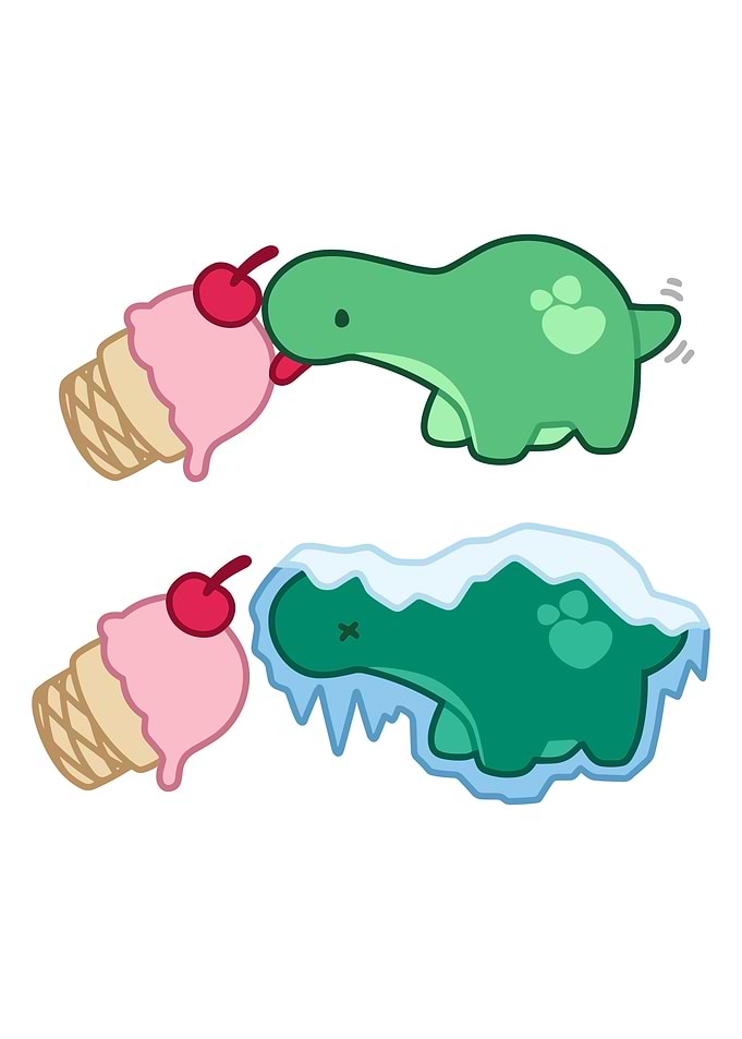 Cute Dinosaur Eating Ice Cream