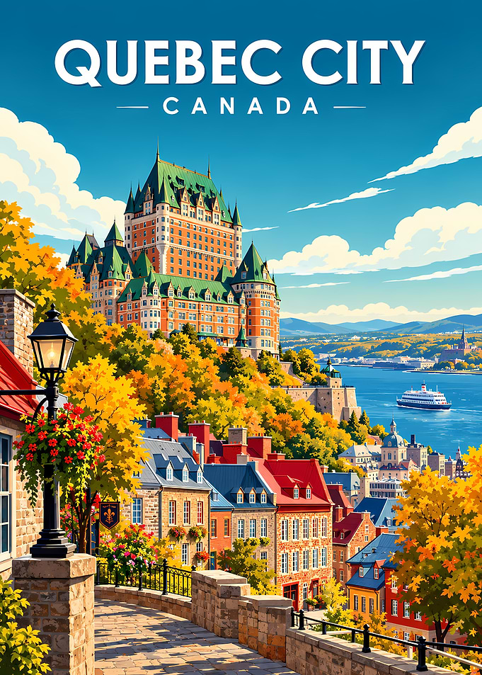 Quebec City Canada Travel Poster