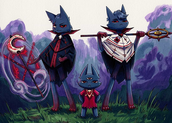 Three Dark Fantasy Cat Warriors