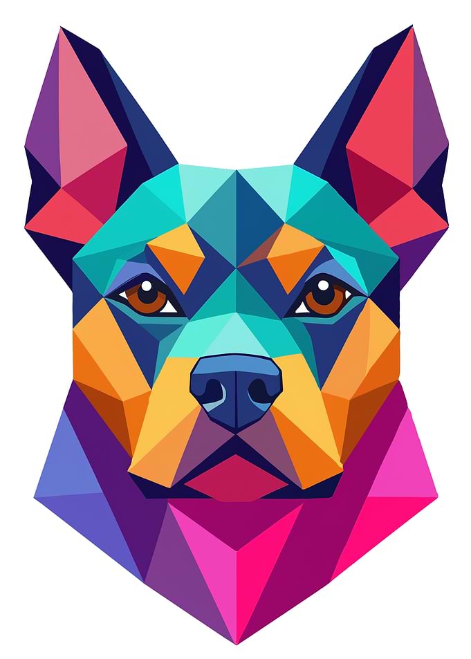 Geometric Low Poly Dog Portrait