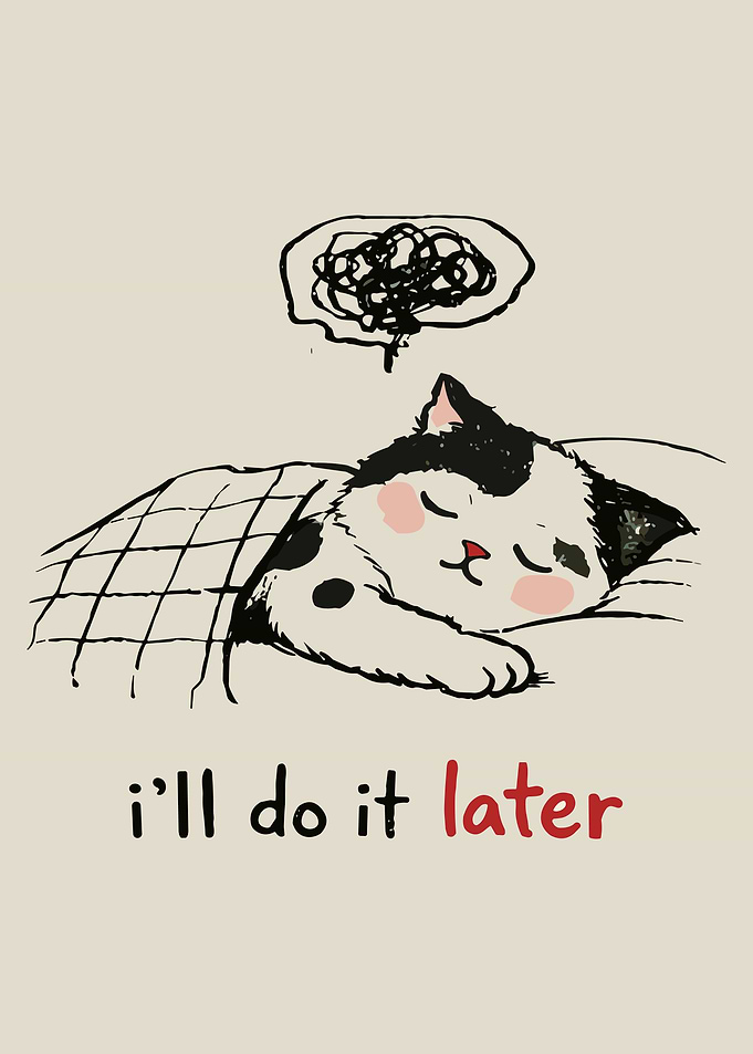 Sleeping Cat I'll Do It Later