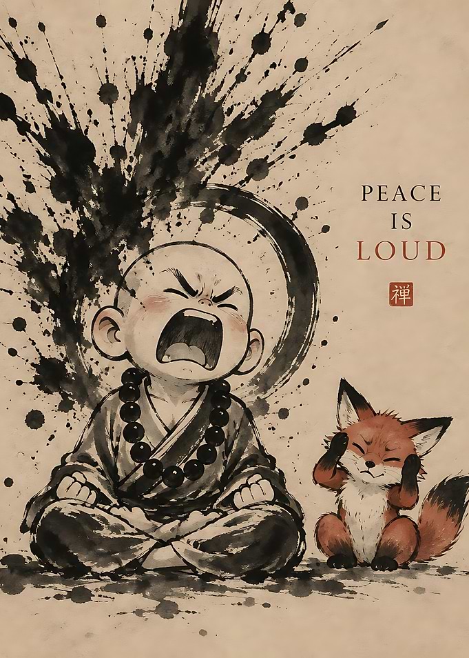 Peace is Loud Zen Monk Illustration