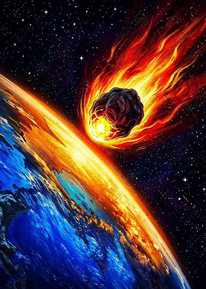 Fiery Asteroid Approaching Earth