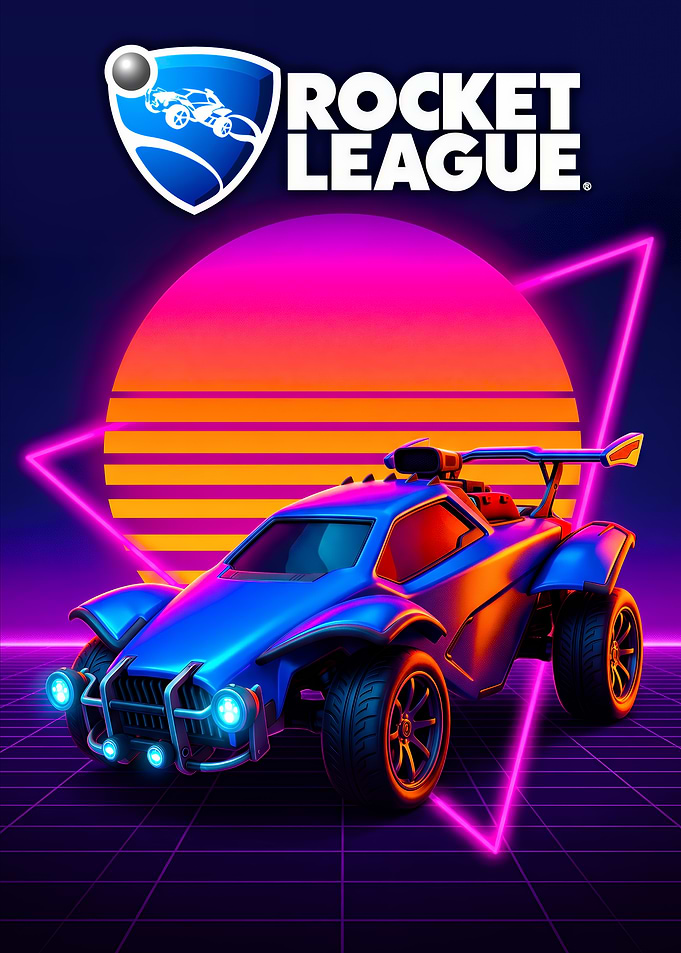 Rocket League Synthwave Style Poster