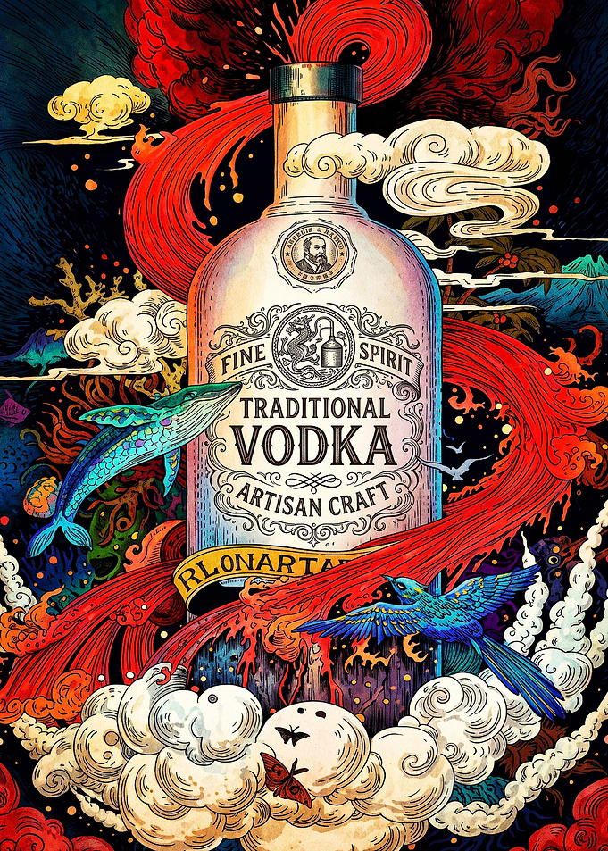 Artisan Craft Traditional Vodka Illustration