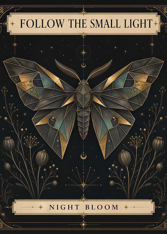 Geometric Moth Night Bloom Poster
