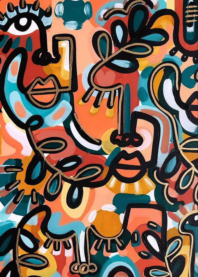 Abstract Faces and Botanical Art