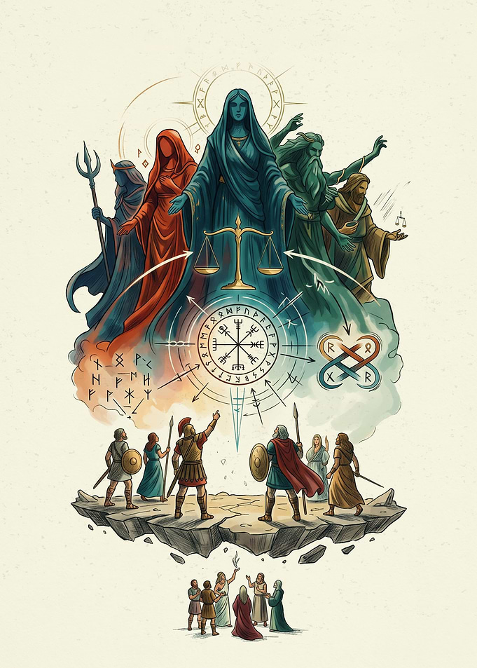 Divine Trial Mythological Pantheon Fantasy Art Poster