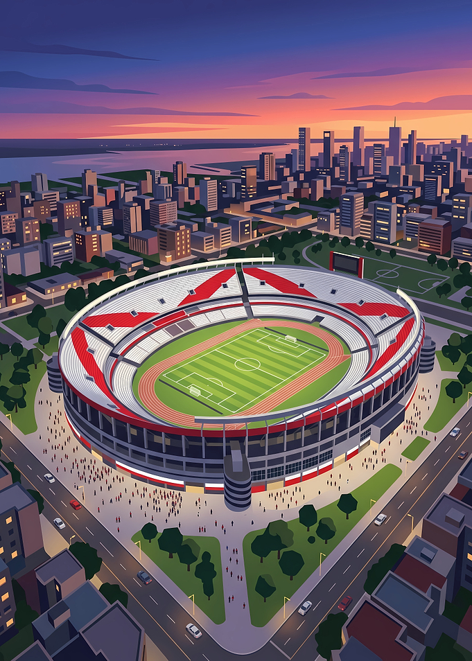 Aerial View of Stadium at Sunset