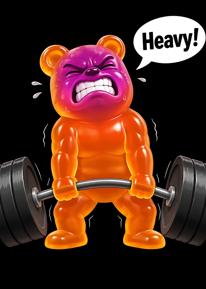 Strong Gummy Bear Lifting Weights