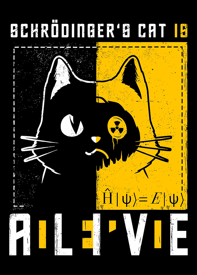 Schrödinger's Cat Quantum Physics Graphic