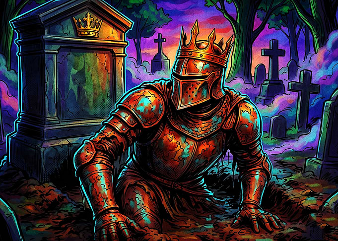 Knight Grave Cyberpunk Poster Art