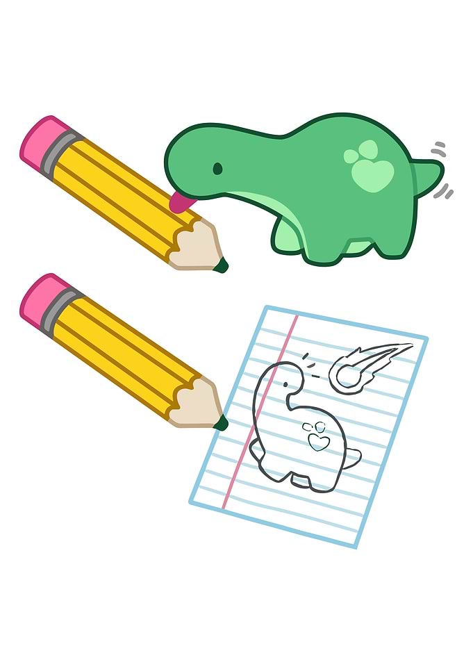 Cute Dinosaur Drawing with Pencil