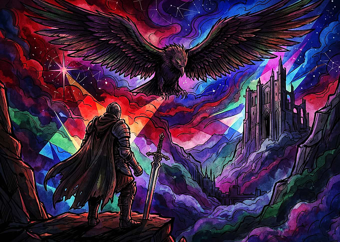 Knight Eagle Fantasy Cosmic Art