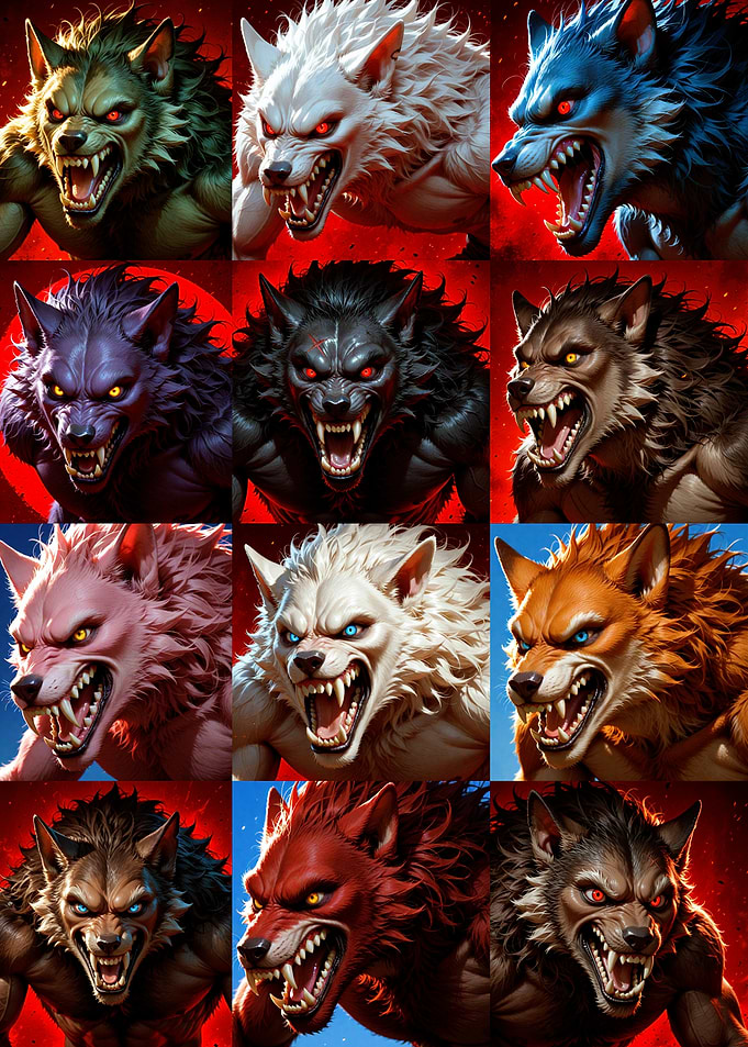 Collection of Fierce Werewolf Portraits