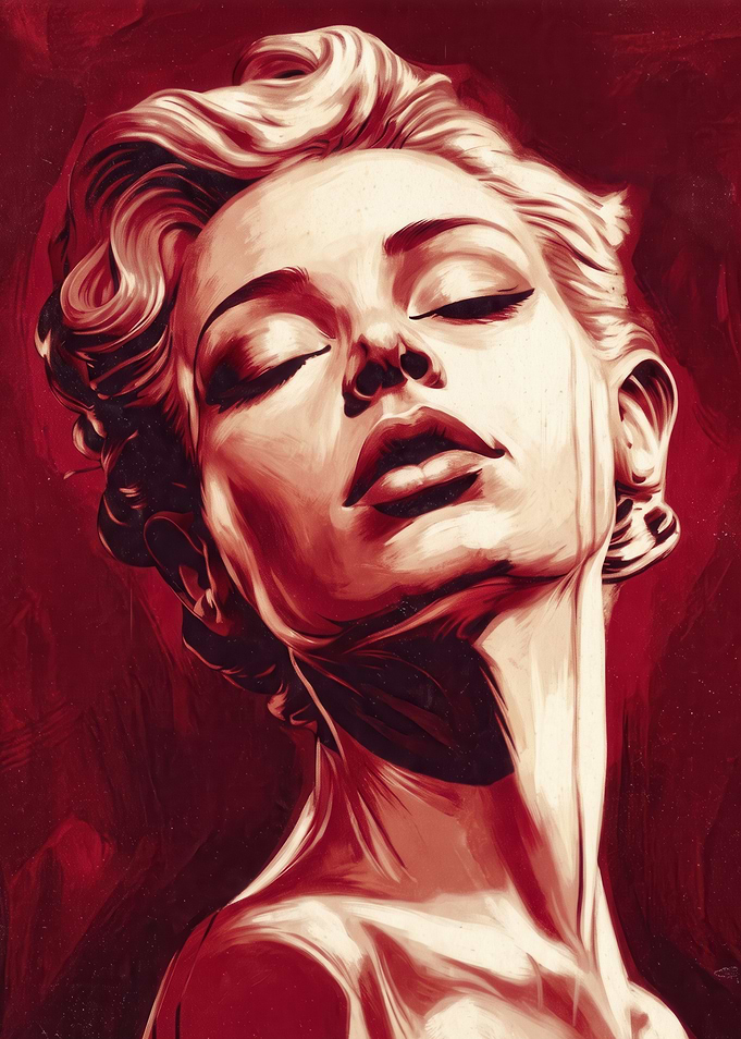 Monochromatic Red Portrait of Woman