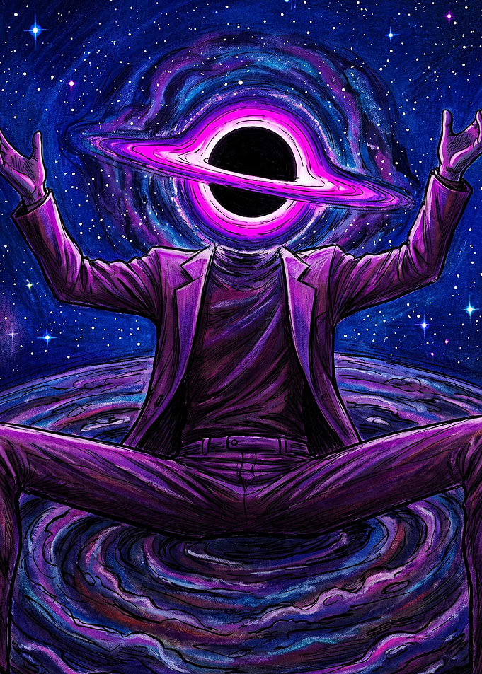 Cosmic Being with Black Hole Head