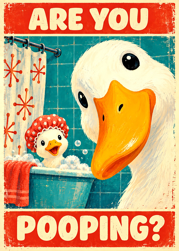 Funny Duck Bathroom Poster
