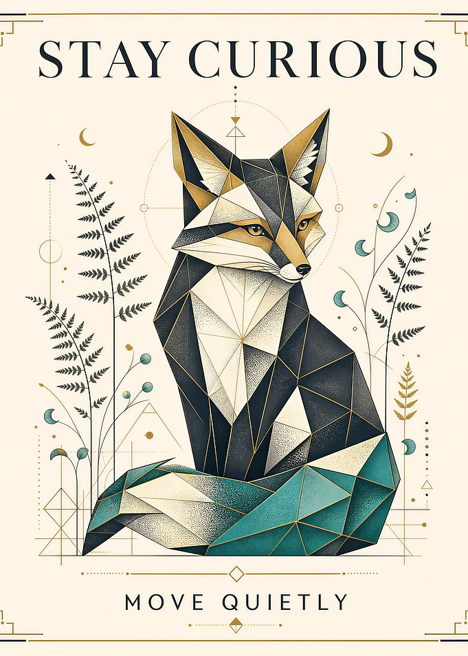 Geometric Fox Stay Curious Poster