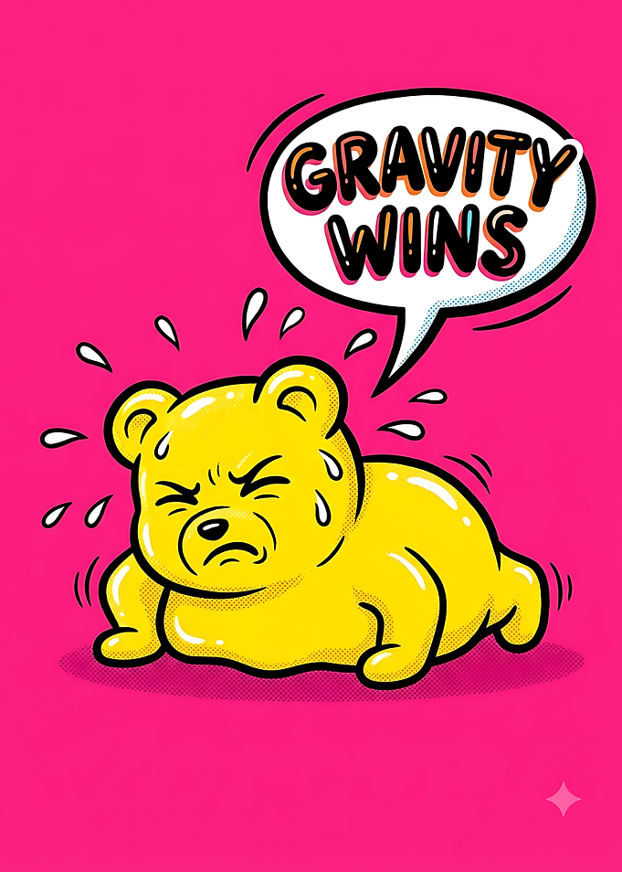 Gravity Wins Gummy Bear Illustration