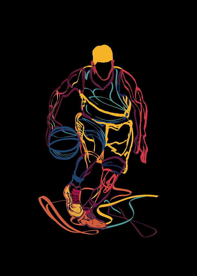 Abstract Colorful Basketball Player Silhouette