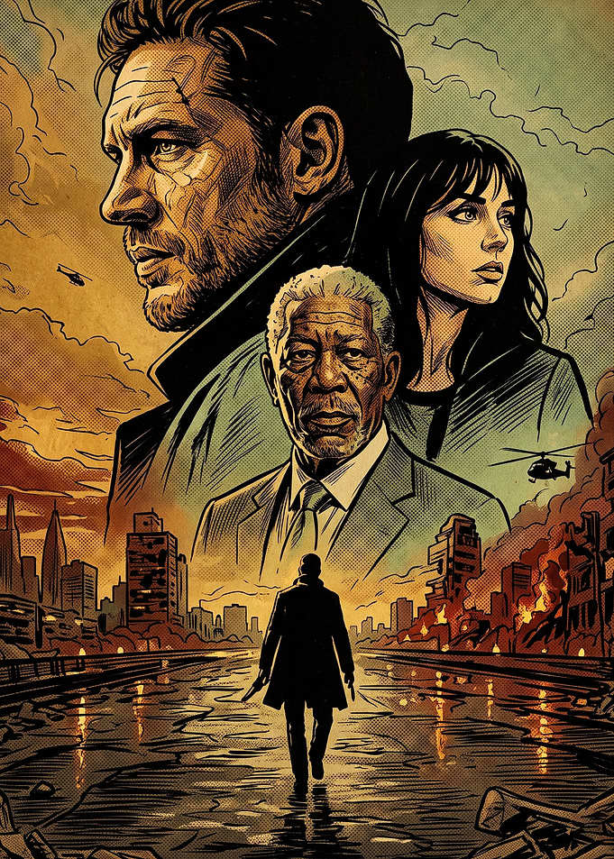 Action Hero Cinematic Retro Art