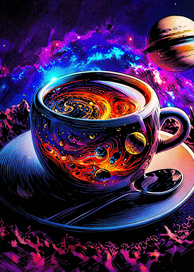 Cosmic Coffee Nebula Trippy Poster