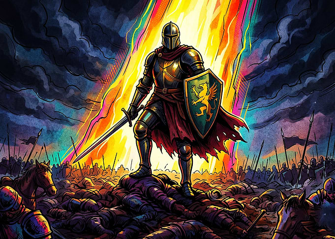 Knight Armor Battle Neon Fantasy Ar