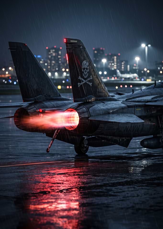 sleek close up F-14 Tomcat at Night poster