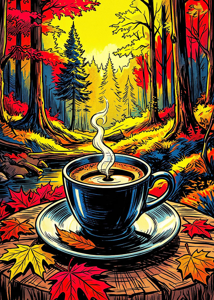 Coffee Woods Autumn Vibrant Art